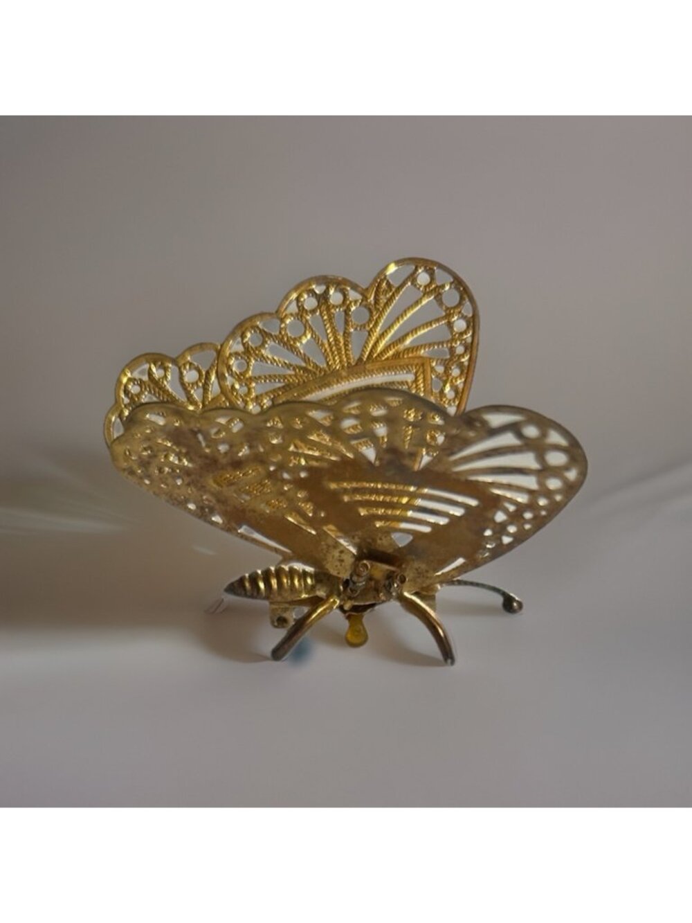 Vintage Filigree Gold tone Butterfly Pin Flutter Wings Brooch